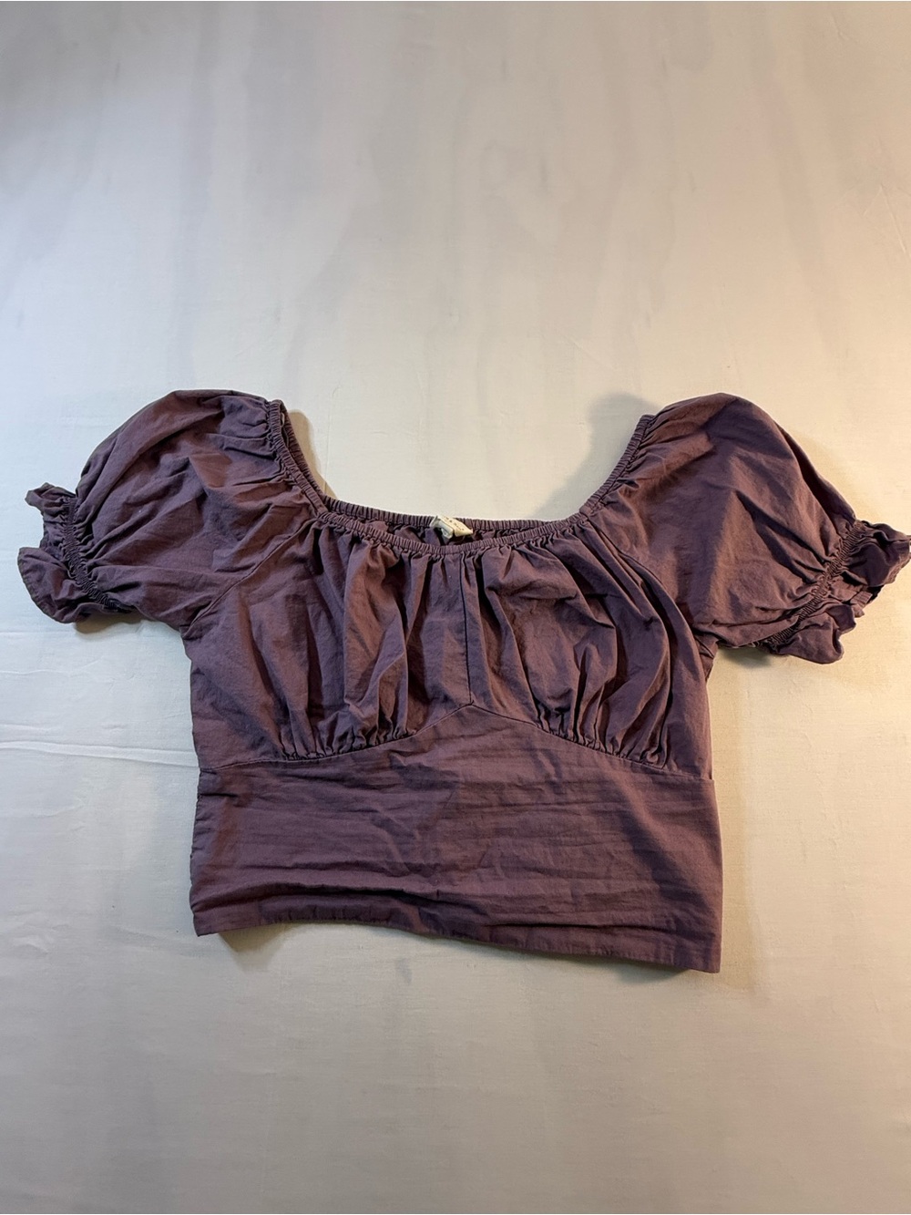 Smocked Purple Puff Sleeve Crop Top